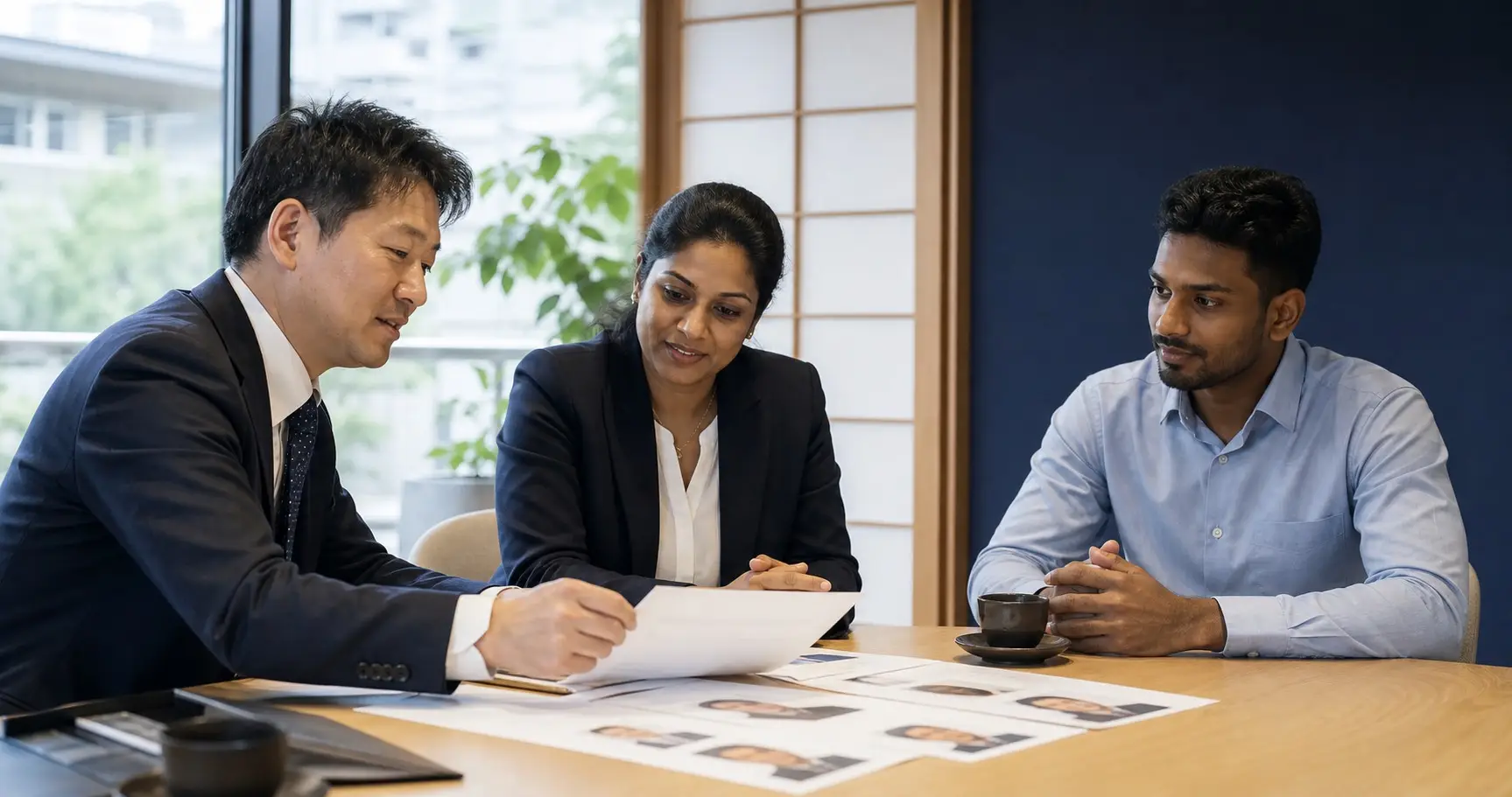 Japanese employer and Sri Lankan recruitment team reviewing candidate profiles
